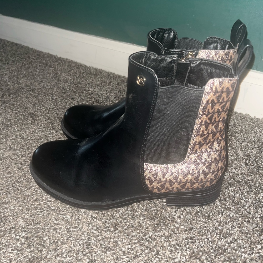 Michael Kors Black and Brown Ankle Booties with Snakeskin Detail